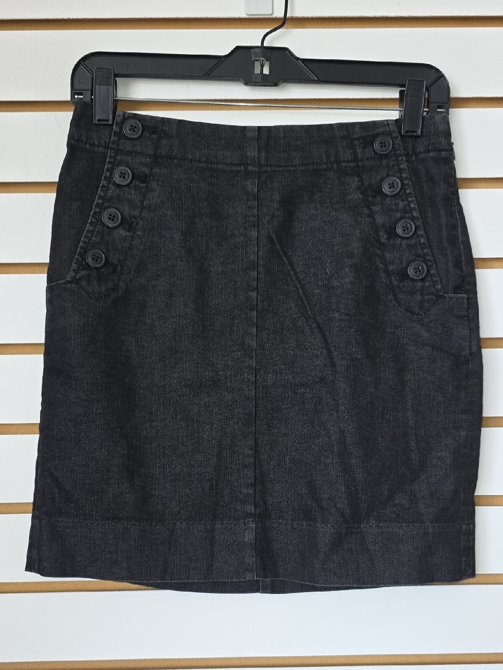 GAP Black Button-Accent Denim Skirt